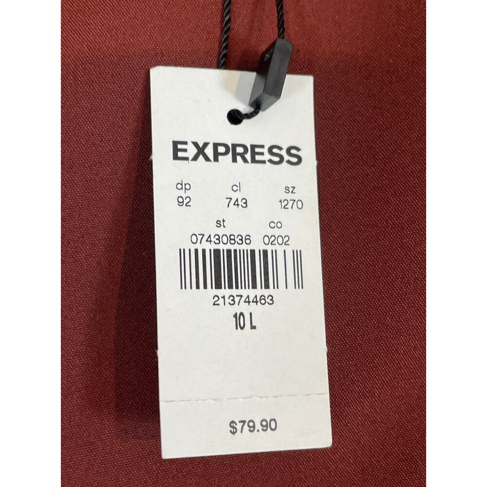 Express Womens Burgundy High Rise Trouser Pants 10 Long New With Tag - Picture 4 of 13